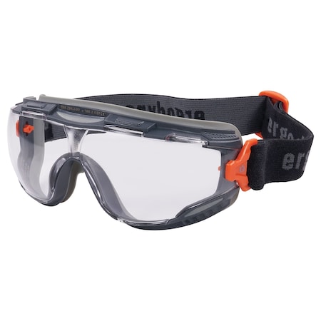 Clear Lens Gray Safety Goggles Elastic Strap